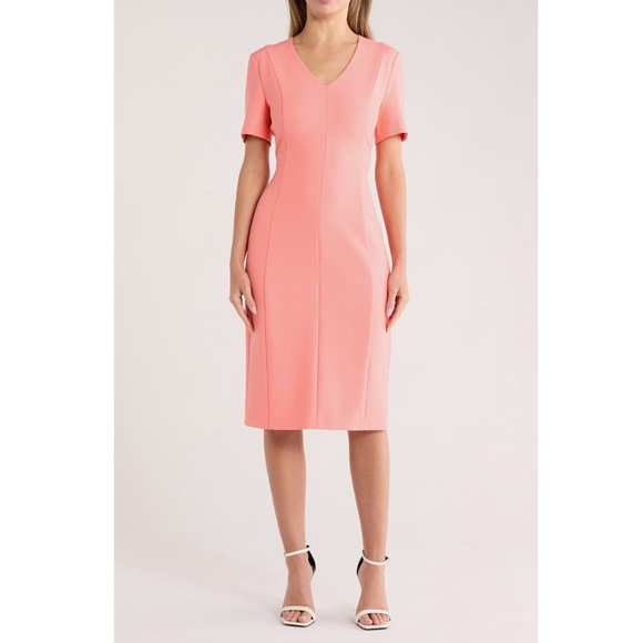 Hugo Boss Damaisa Sheath Dress Coral Size 14 NWT - Picture 3 of 6